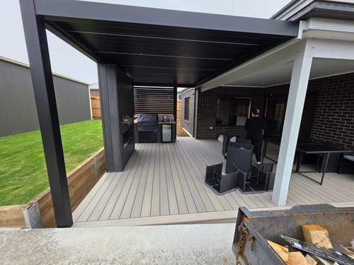 Customer photo review of Baltic Motorised Wall Mounted  Louvre Roof Aluminium Pergola