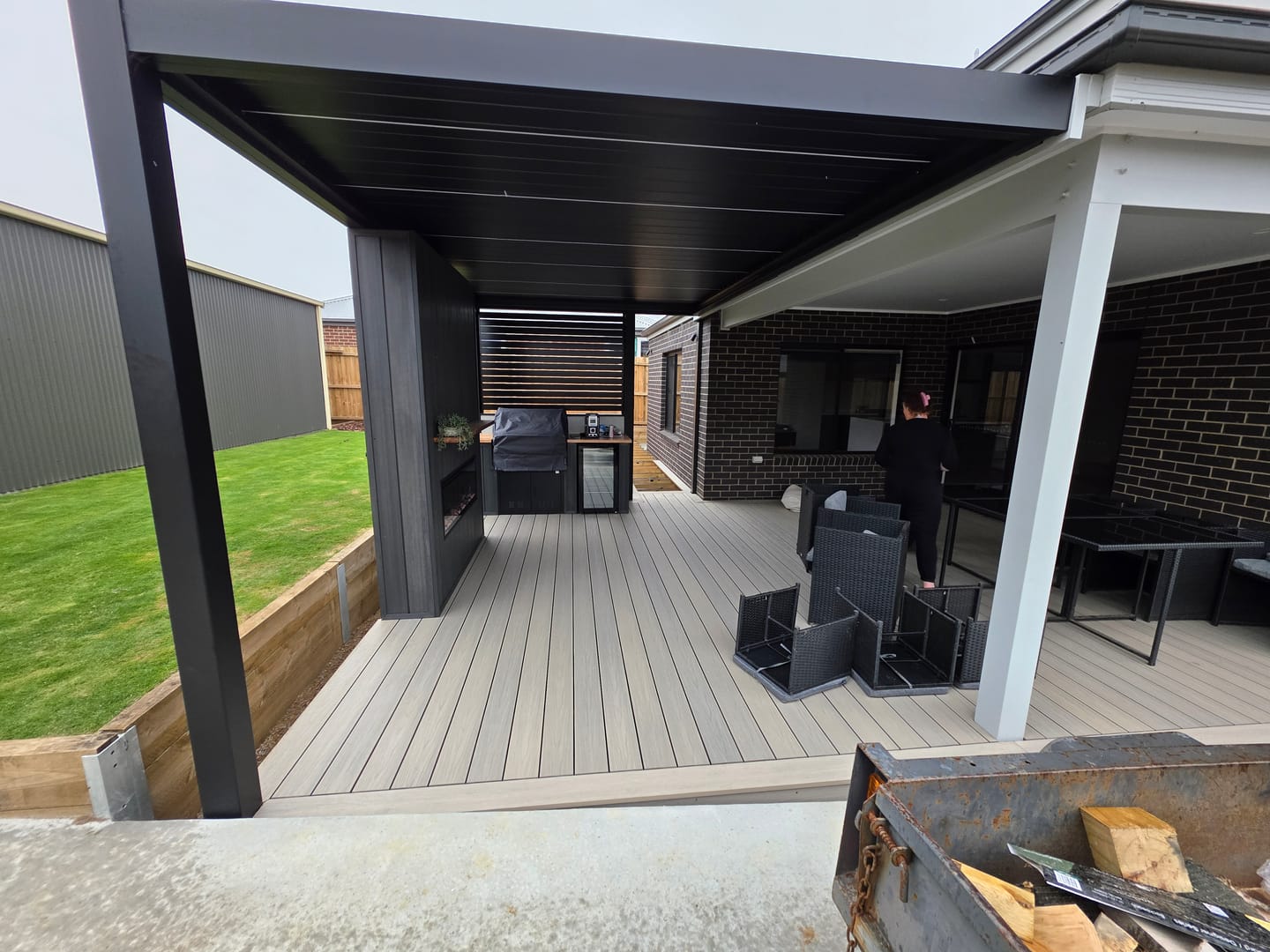 Customer photo review of Baltic Motorised Wall Mounted  Louvre Roof Aluminium Pergola