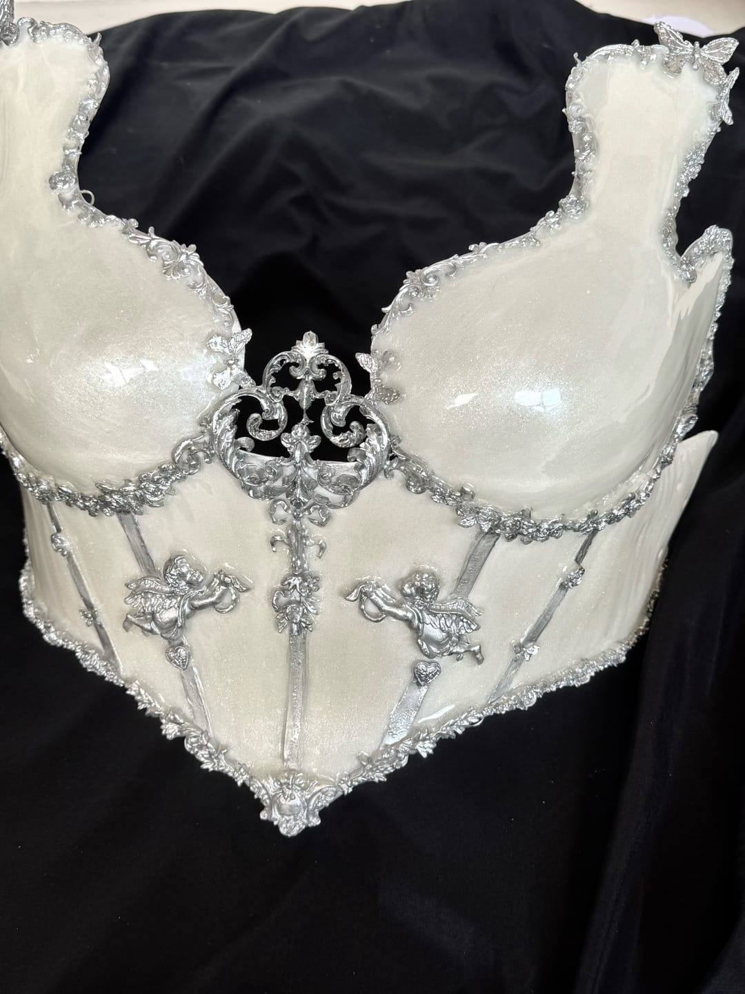 Customer photo review of Black Marble Color Resin Mermaid Corset Bra Top Cosplay Costume Patent-Protected