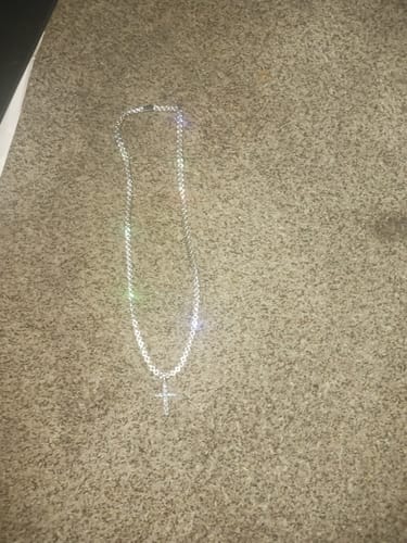 Customer photo review of FREE Tennis Cross CZ Iced Out Pendant