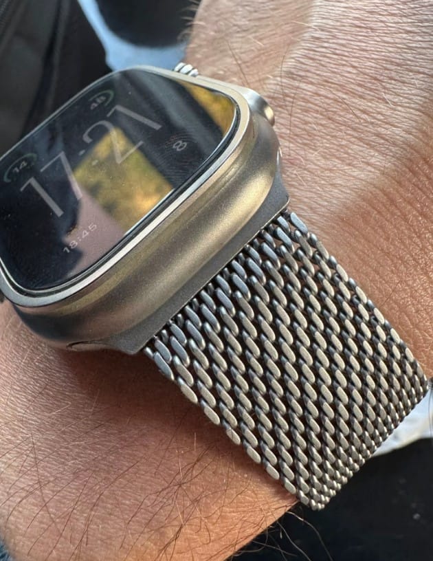 Customer photo review of Ultimate Titanium Milanese Loop Strap for Apple Watch