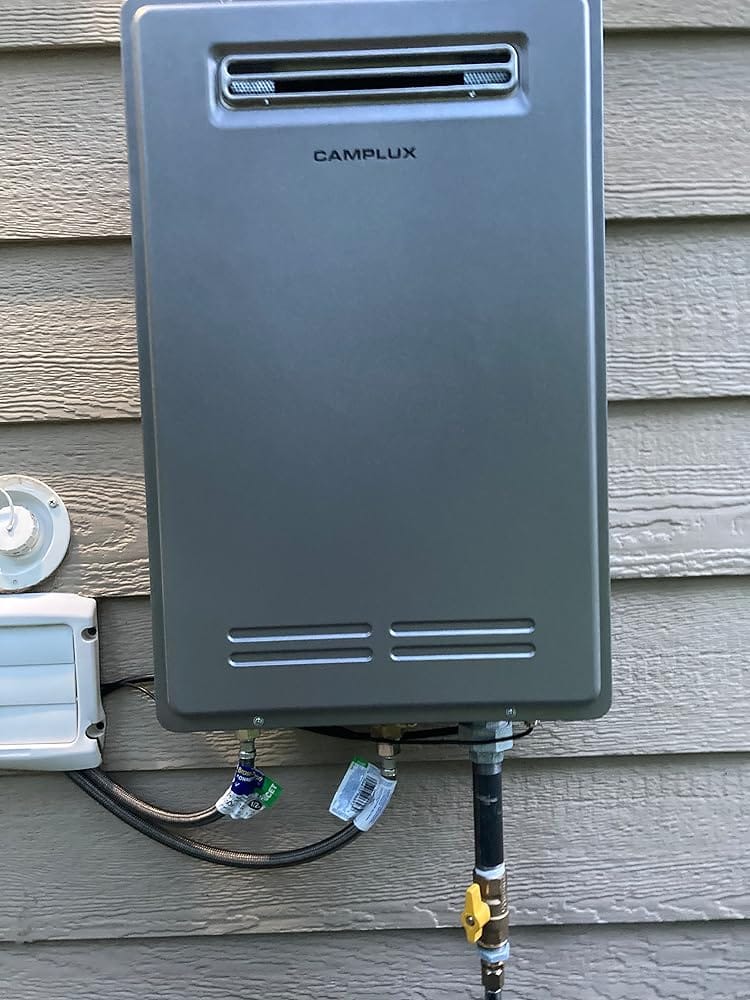 Customer photo review of Camplux Whole Home Outdoor Tankless Hot Water Heater 5.28 GPM | Gray