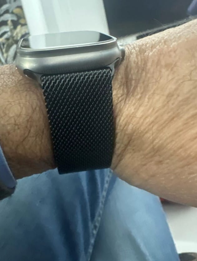 Customer photo review of Ultimate Titanium Milanese Loop Strap for Apple Watch