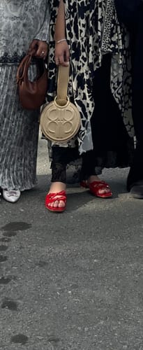 Customer photo review of Valeria Glossy Ribbon Mules