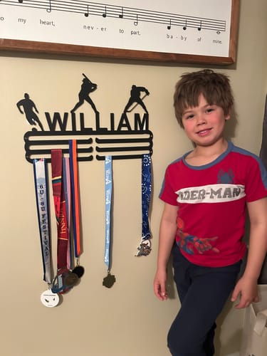 Customer photo review of Customized Medal Display Hanger