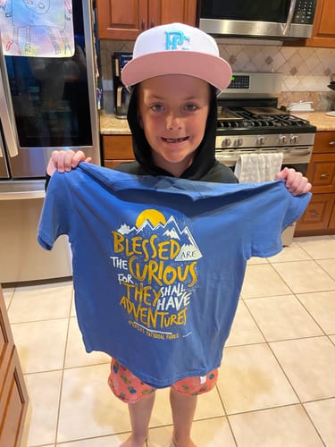 Customer photo review of Blessed Are The Curious Youth Tee