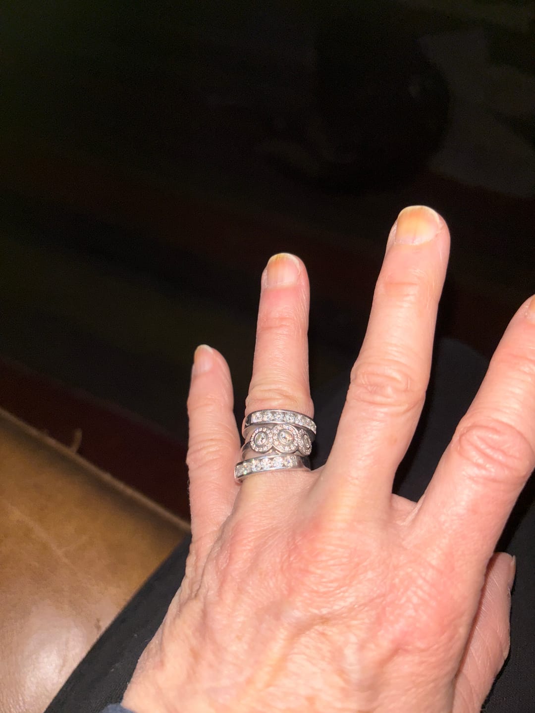 Customer photo review of Channel Set Moissanite Half Eternity Wedding Band Ring In Sterling Silver