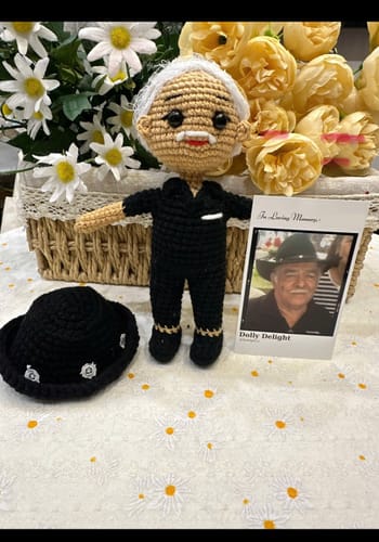 Customer photo review of Dolly® Personalized Crochet Doll with Photo Card