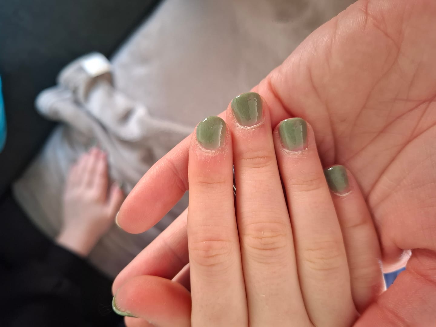 Customer photo review of Warm Olive Dipping Powder
