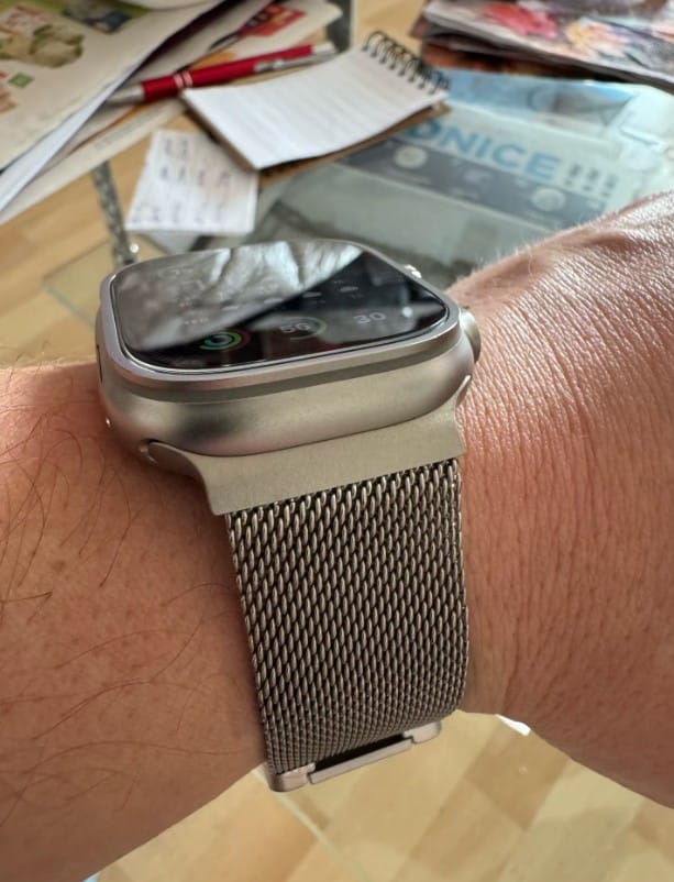 Customer photo review of Ultimate Titanium Milanese Loop Strap for Apple Watch