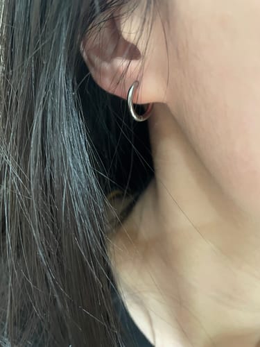 Customer photo review of My Huggies Hoop Earrings