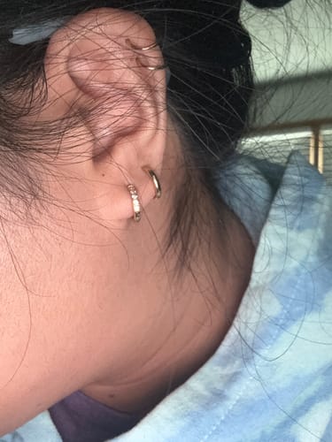 Customer photo review of My Huggies Hoop Earrings