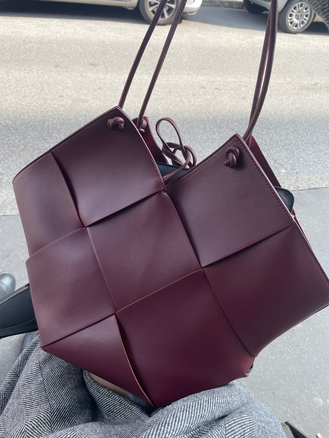 Customer photo review of Taylor Contexture Leather Bag, Plum
