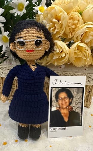 Customer photo review of Dolly® Personalized Crochet Doll with Photo Card