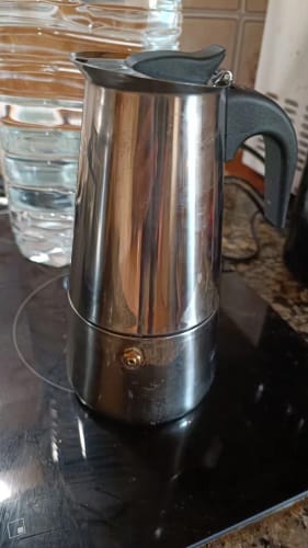 Customer photo review of Cafetière Italienne 12 Tasses en Acier Inoxydable