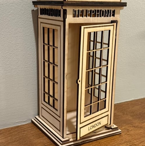 Customer photo review of Telephone booth candle holder laser cut svg file