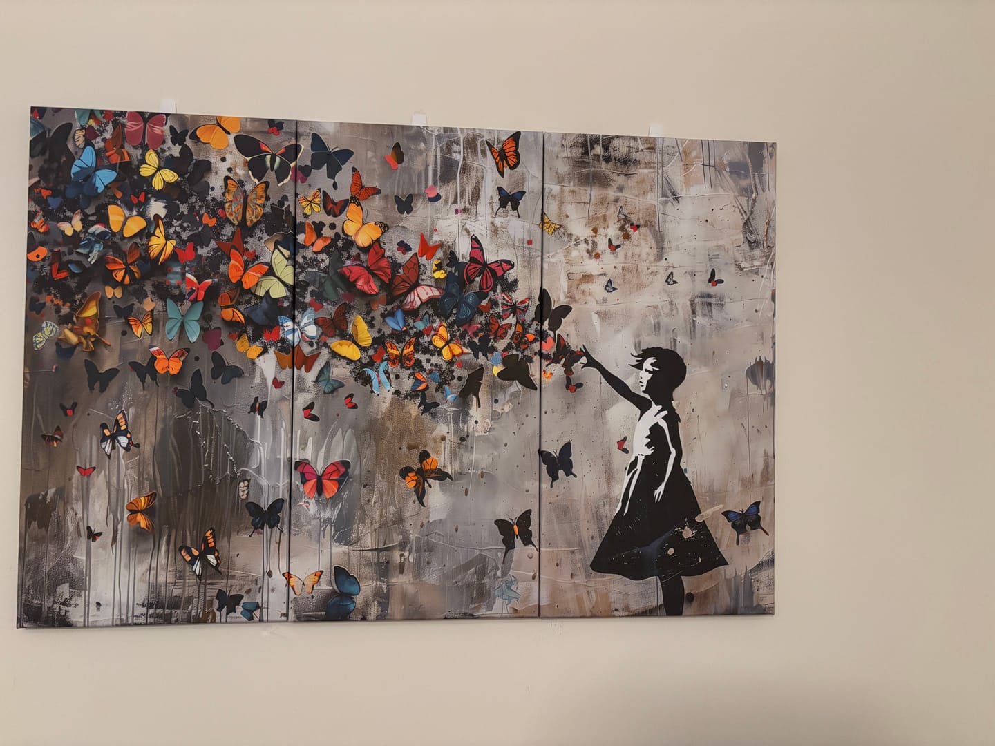 Customer photo review of Banksy Wall Art - Banksy Girl and Butterfly Explosion Wall Art Canvas Print | Girl with Butterflies Abstract Artwork