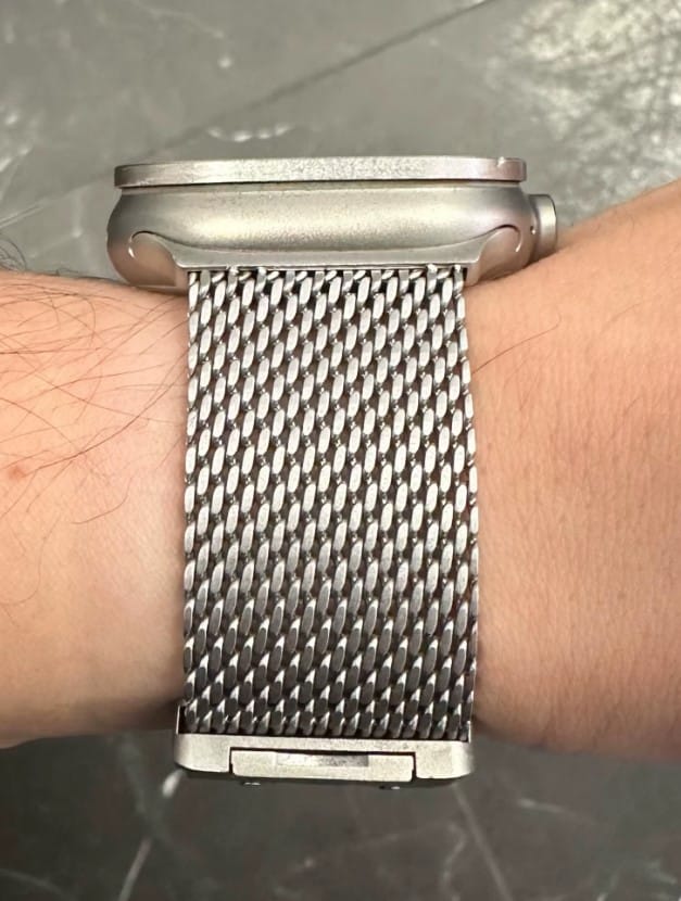 Customer photo review of Ultimate Titanium Milanese Loop Strap for Apple Watch