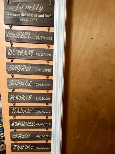 Customer photo review of Personalized Grandkids Hanging Sign (Engraved) Family Keepsake