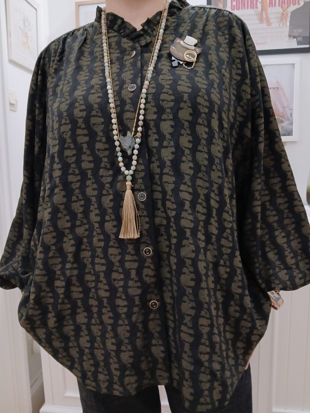 Customer photo review of Blouse Miléna - viscose Batik noir/kaki