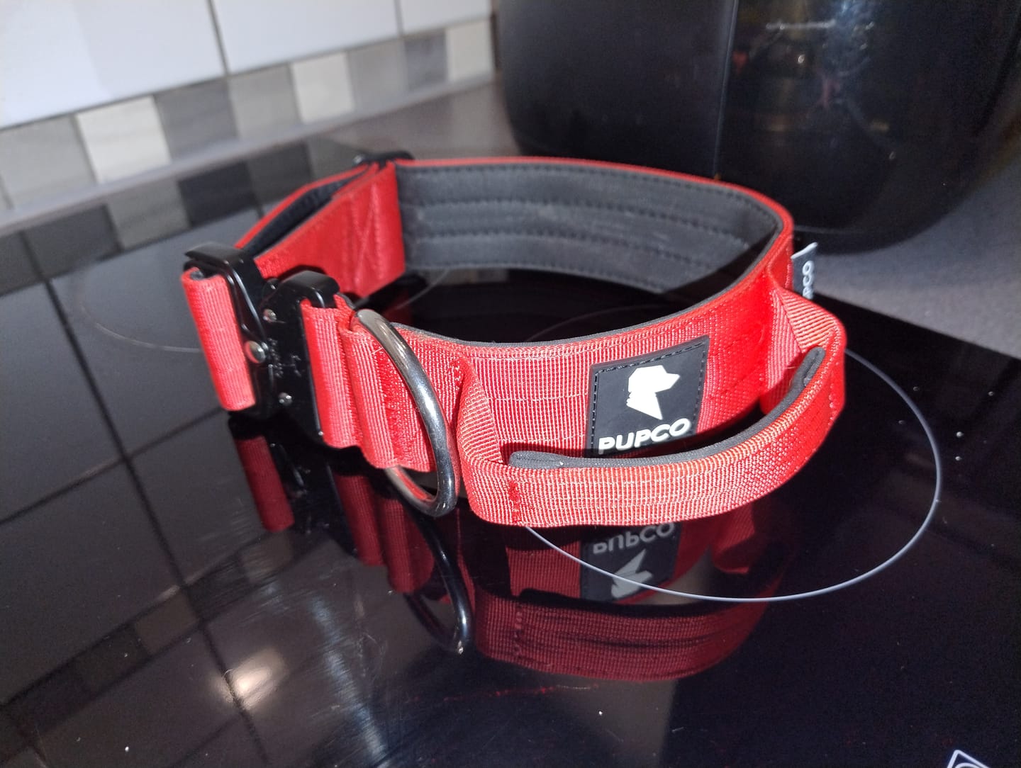Customer photo review of Performance collar with handle 5CM - Red