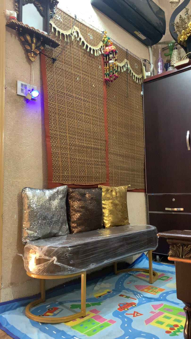 Customer photo review of 3 Seater Luxury Wooden Stool With Steel Stand -475