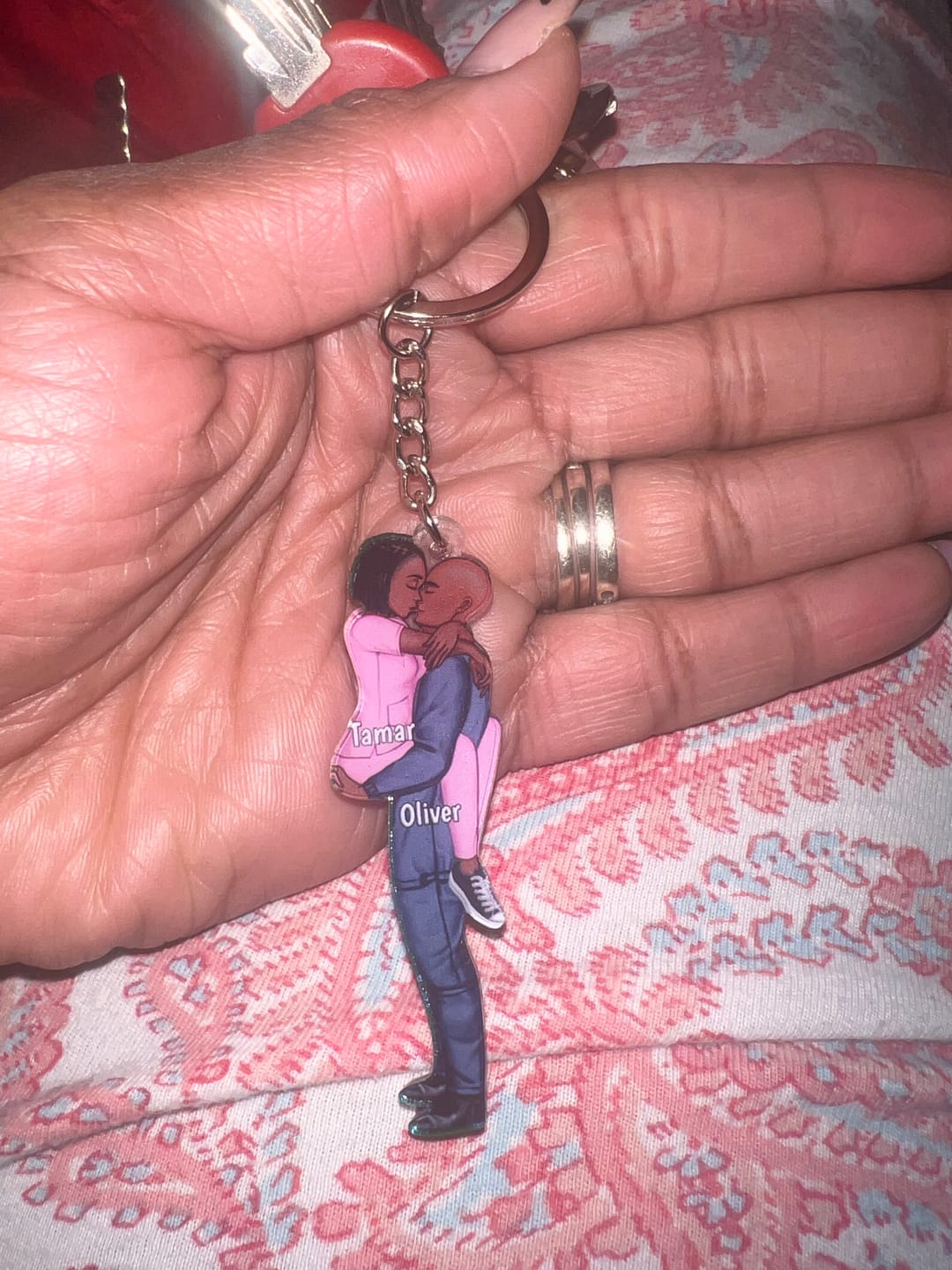 Customer photo review of Personalized Keychain, Couple Portrait, Firefighter, Nurse, Police Officer, Teacher, Gifts by Occupation