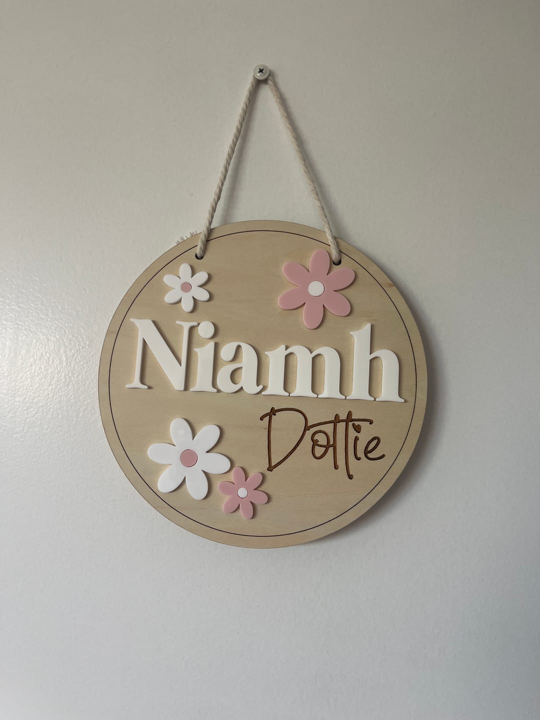 Customer photo review of Personalised Name Plaque - Flowers| Kids Door Sign | Birth Announcement Plaque