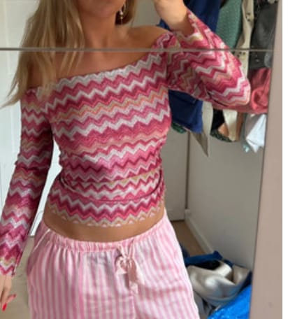 Customer photo review of Zigzag Lurex Knit Fabric by the Metre