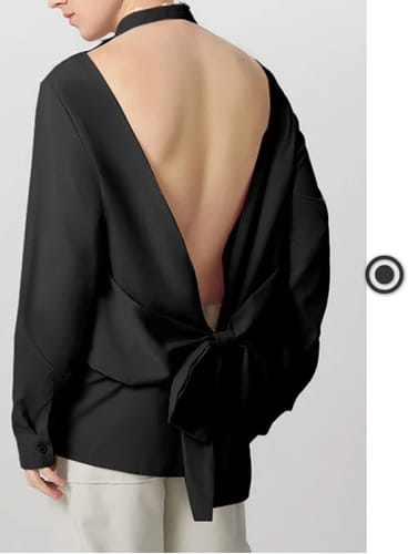 Customer photo review of Mens Bow Tie Backless Long Sleeve Shirt SKUK95687