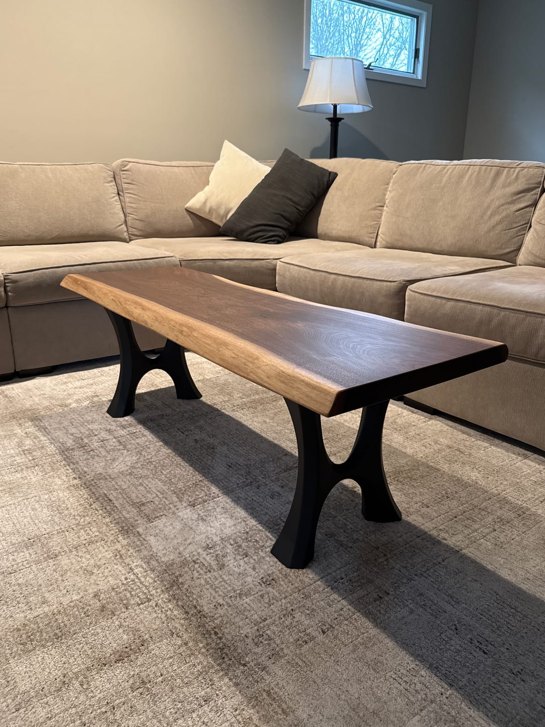 Customer photo review of Bench Legs 103 Haru 16H for Dining Live Edge Tabletop