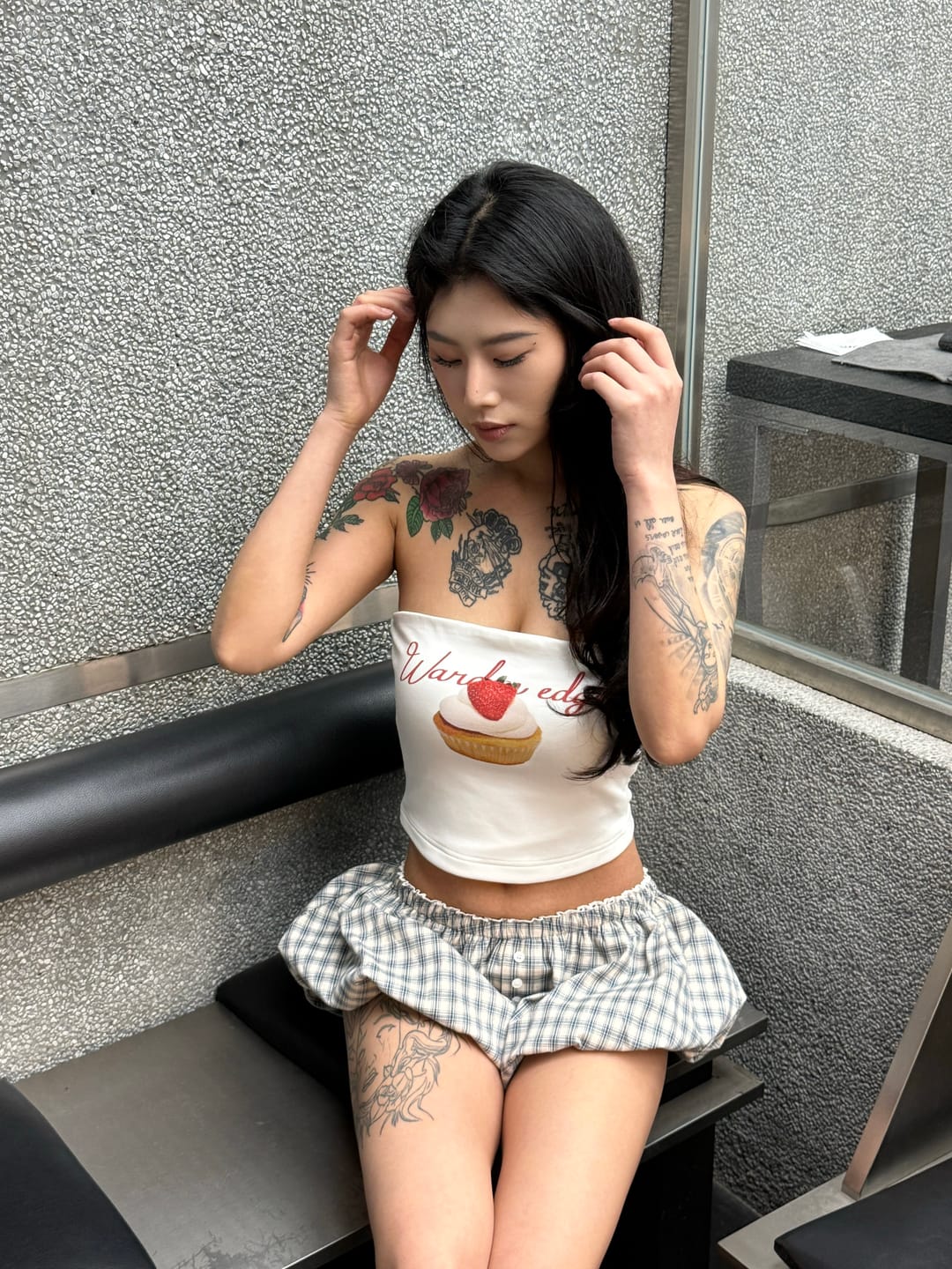 Customer photo review of WARDEN EDGE Gingham Bubble Shorts