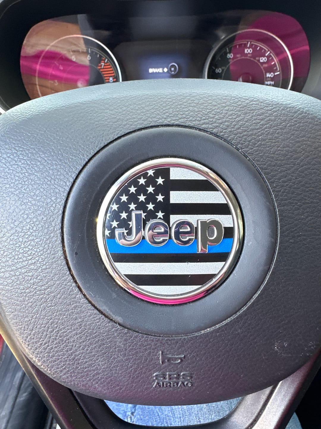 Customer photo review of First Responder Flag Steering Wheel Decal for Jeep