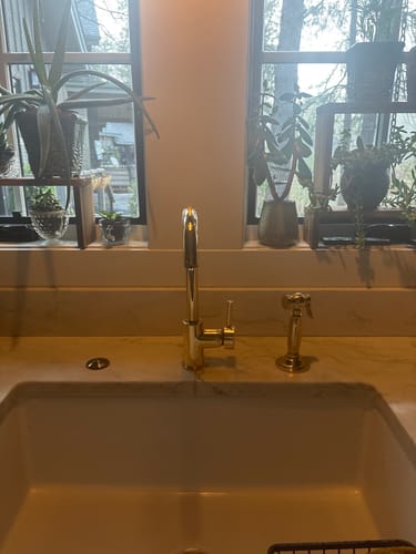 Customer photo review of Unlacquered Brass Kitchen Faucet #VFK130