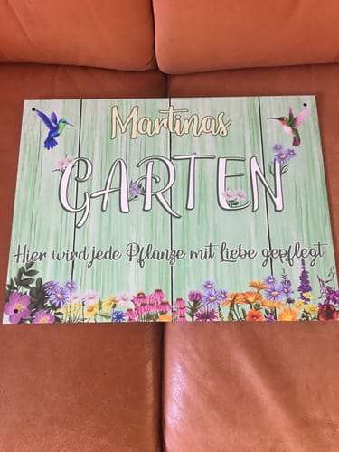 Customer photo review of Personalisiertes Gartenschild mit Namen (Grün)