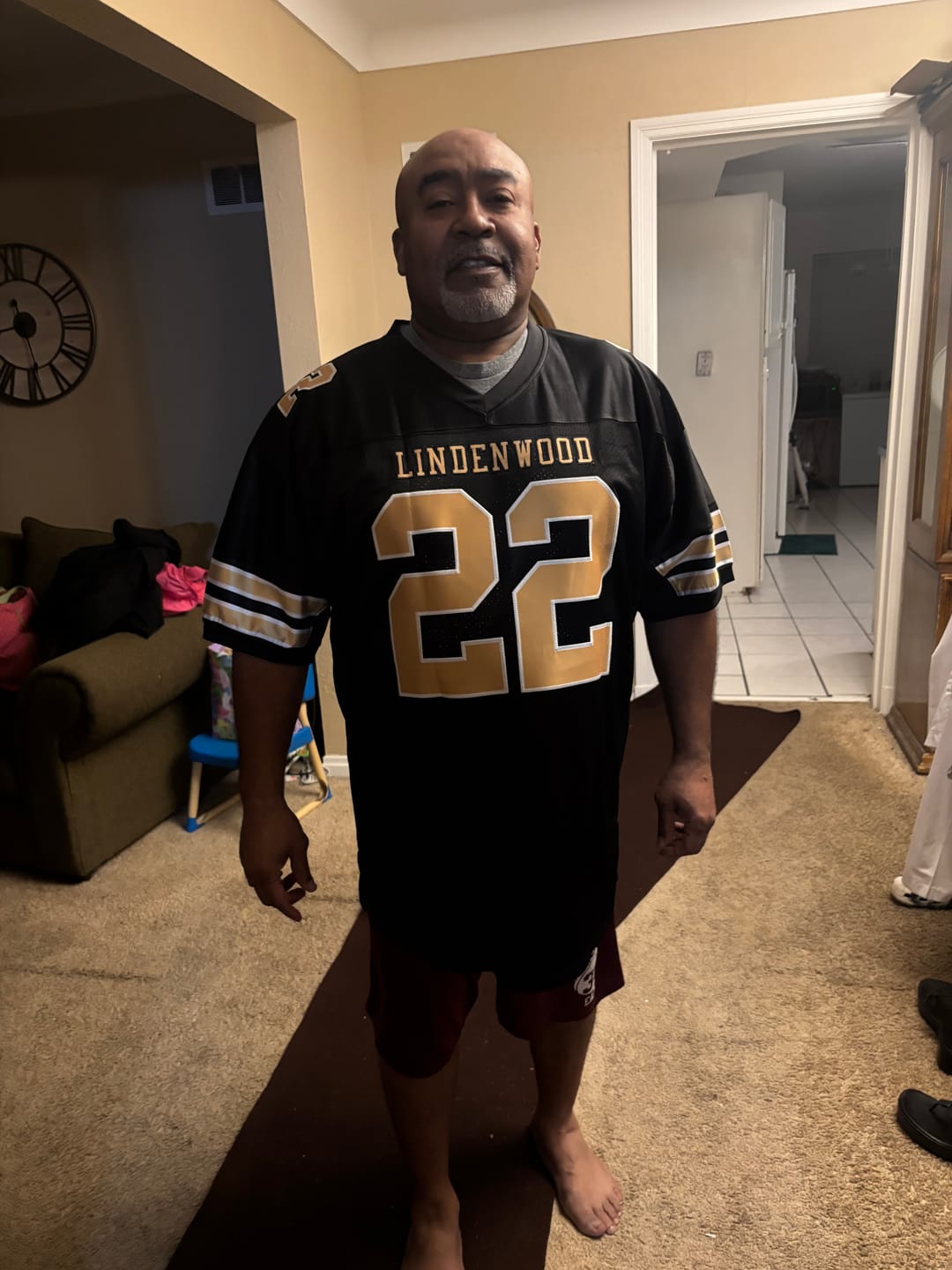 Customer photo review of Custom Black Vegas Gold-White Classic Style Mesh Authentic Football Jersey