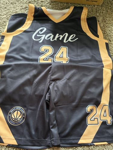 Customer photo review of Custom Black White Double Side Sets Men Basketball Jersey