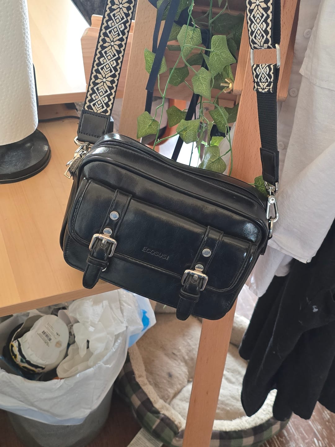 Customer photo review of Mia Wide Strap Vegan Leather Crossbody Bag