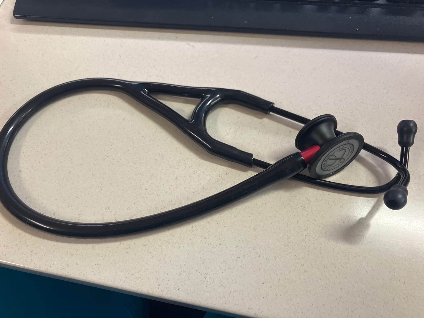 Customer photo review of Littmann Cardiology IV Diagnostic Stethoscope: Black & Black - Red Stem 6200
