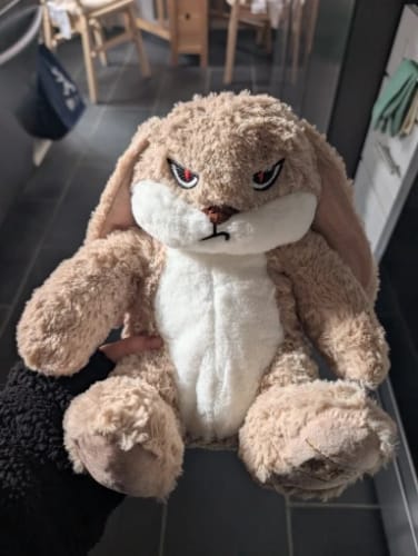 Customer photo review of Large Angry Rabbit Plush Toy
