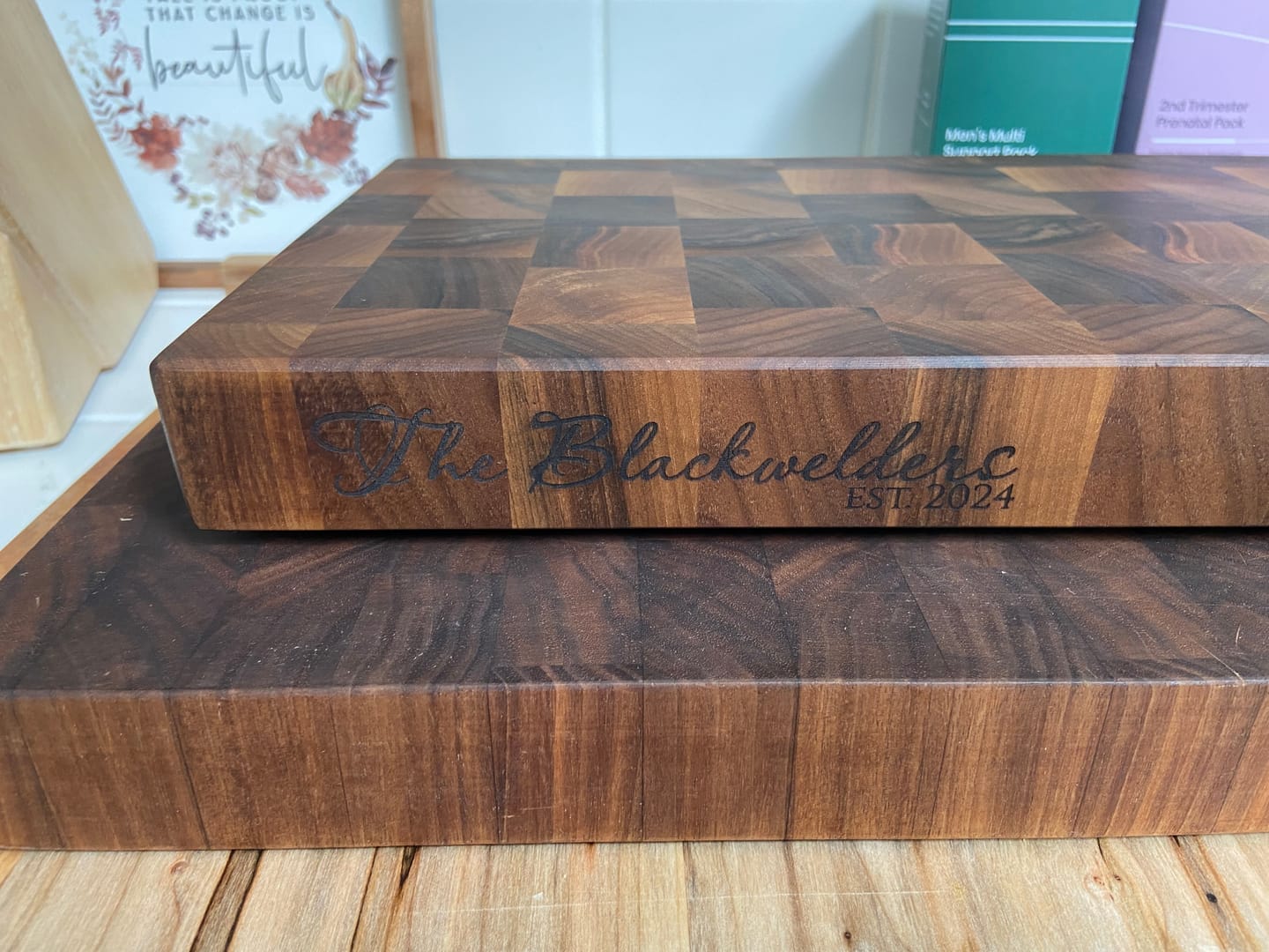 Customer photo review of Personalized Walnut  End Grain Cutting Board