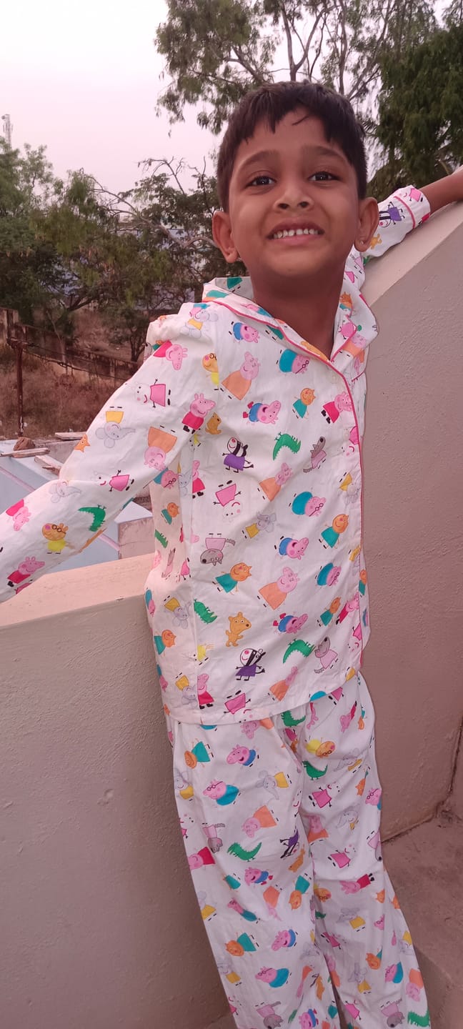 Customer photo review of White Doodle Peppa Pig Night Suit