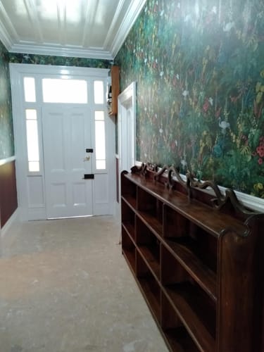 Customer photo review of Masoala - Tropical Wallpaper With Cranes - Navy