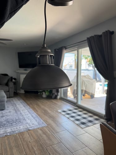 Customer photo review of Industrial Retro Pot Lid Dome Pendant Light