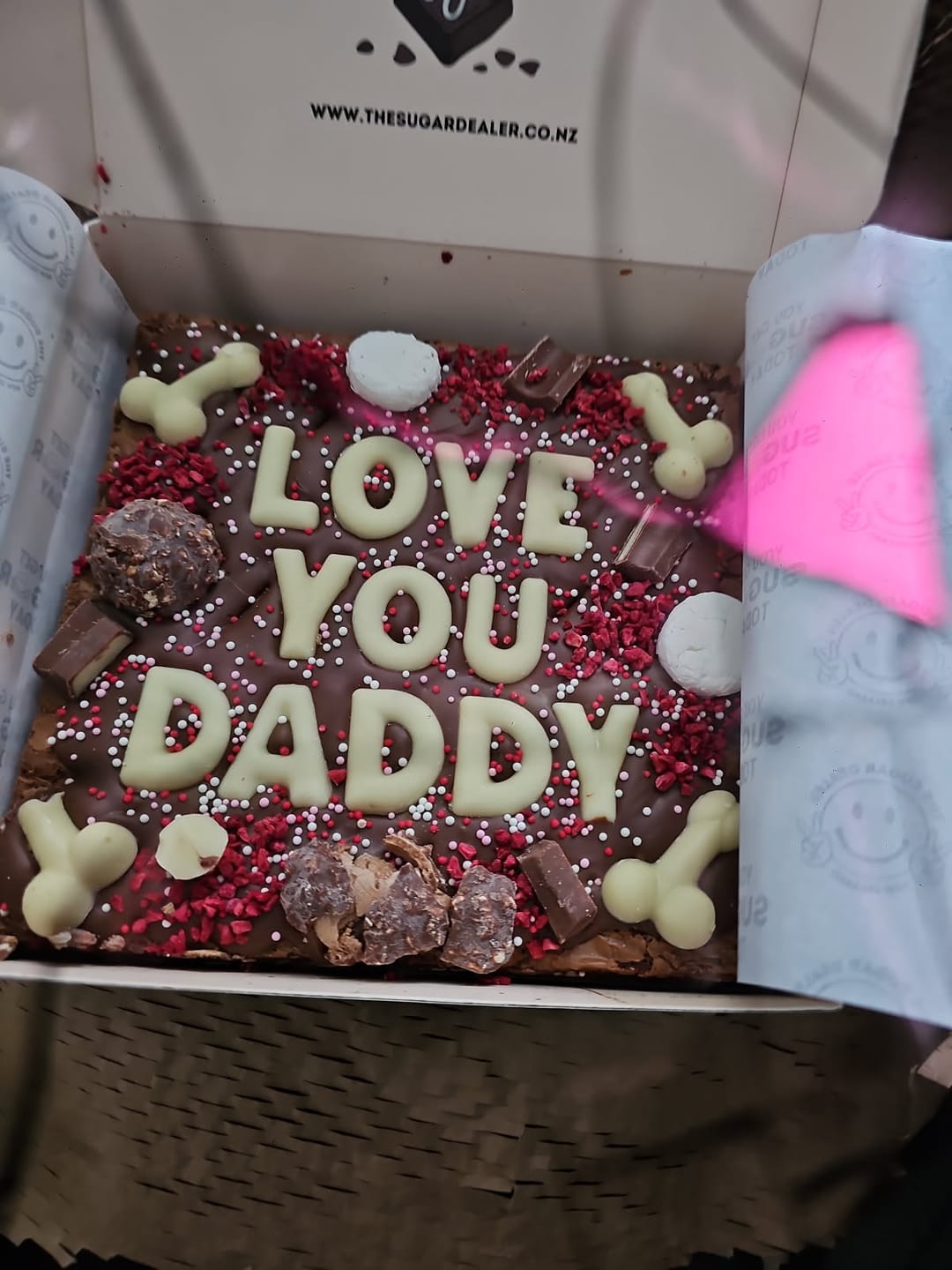 Customer photo review of Custom message dick brownie
