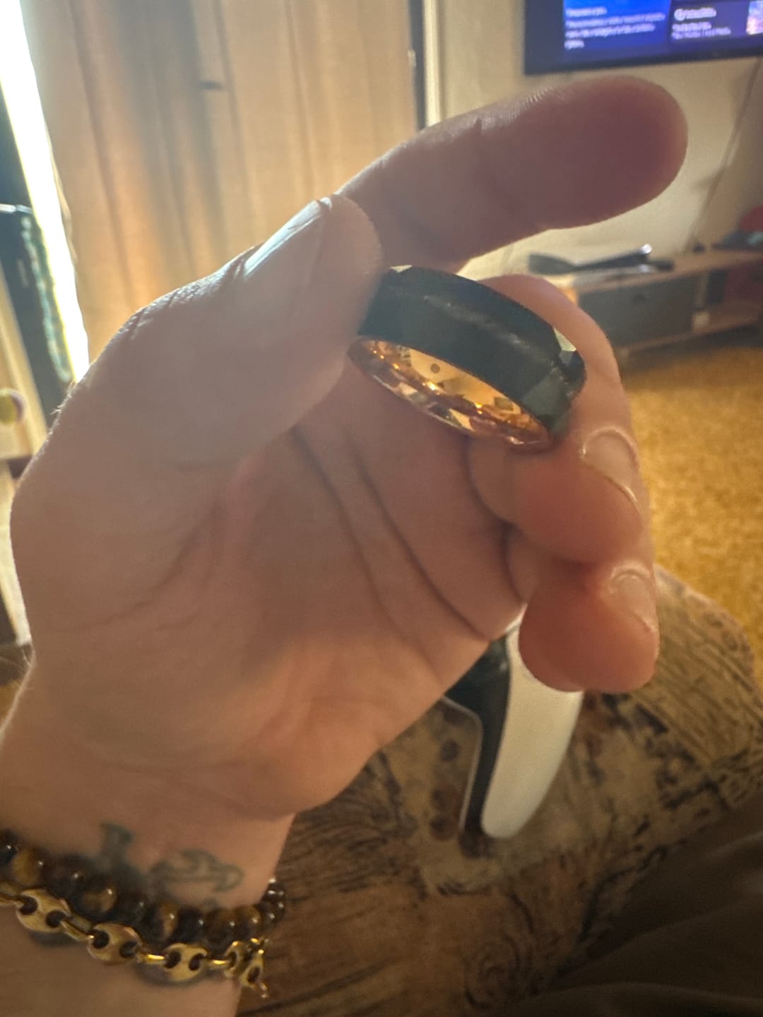Customer photo review of Bague en carbure de tungstène avec tourmaline noire Olivenorma 8 mm