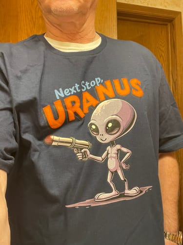 Customer photo review of Next Stop, Uranus T-shirt