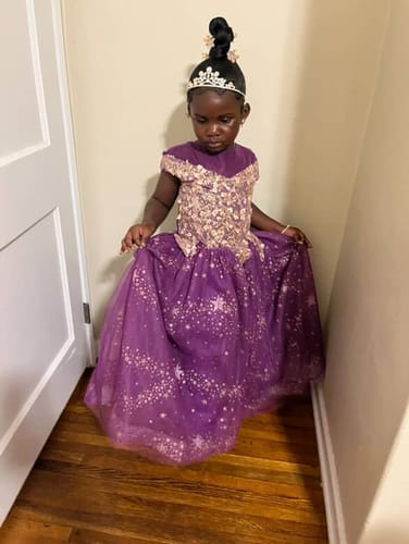 Customer photo review of Toddler Ball Gowns Girl Summer Princess Dress Purple Sequin Fluffy Dress