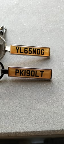 Customer photo review of Personalised Metal Number Plate Keyring