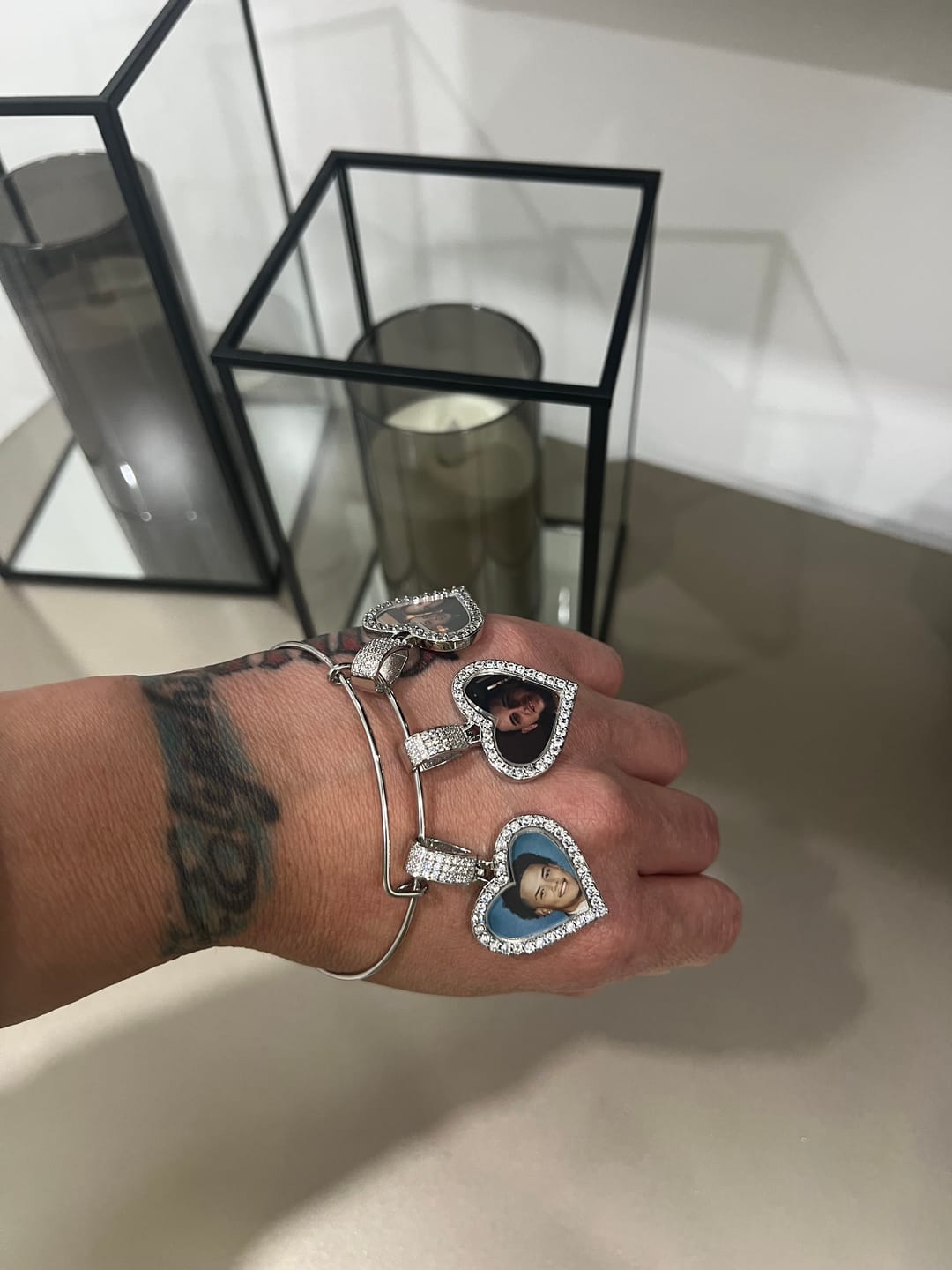 Customer photo review of Hearts Photo Bangle Bracelet